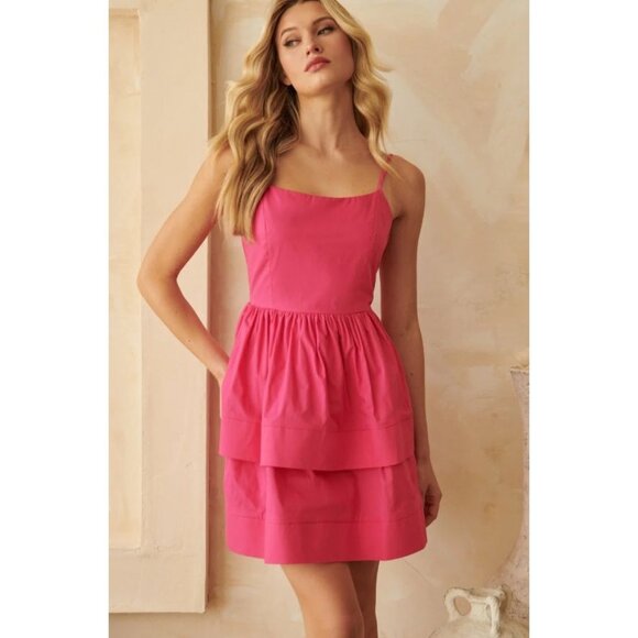 Sugarlips Beatriz Fuchsia Layered Mini Dress Large NEW with tags - Picture 2 of 8
